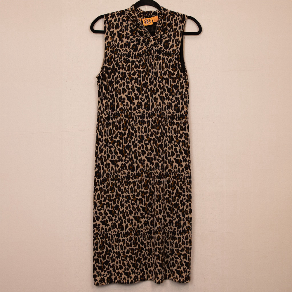 Tory Burch leopard print wool sleeveless midi dress-M
